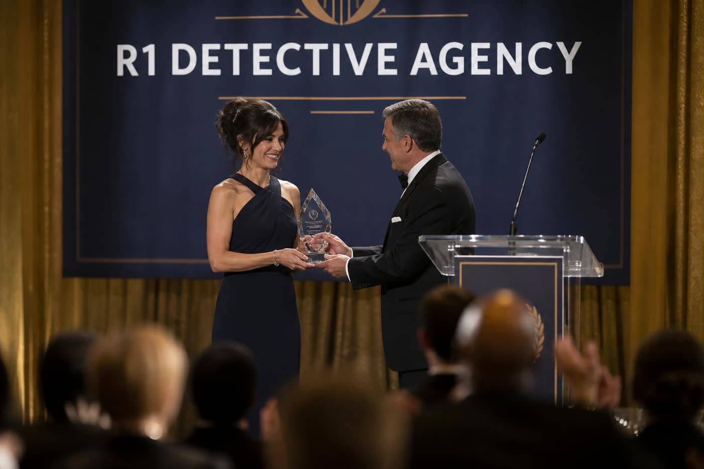 R1 Detective Agency awards gala backdrop